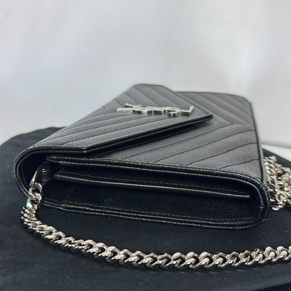 YSL Monogram Large Wallet Bag on Chain in Grained Leather Black - Picture 4 of 8